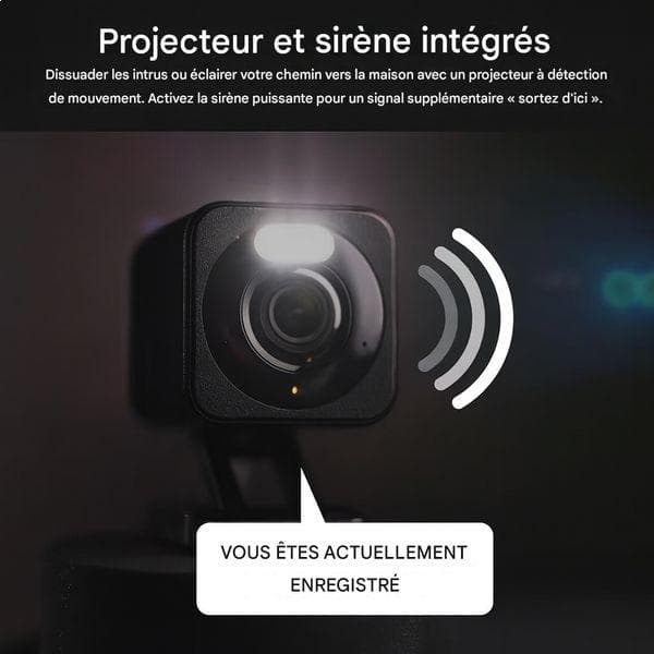 Liten kamera 2K Wi-Fi HD nattsyn innebygd sirene og projektor