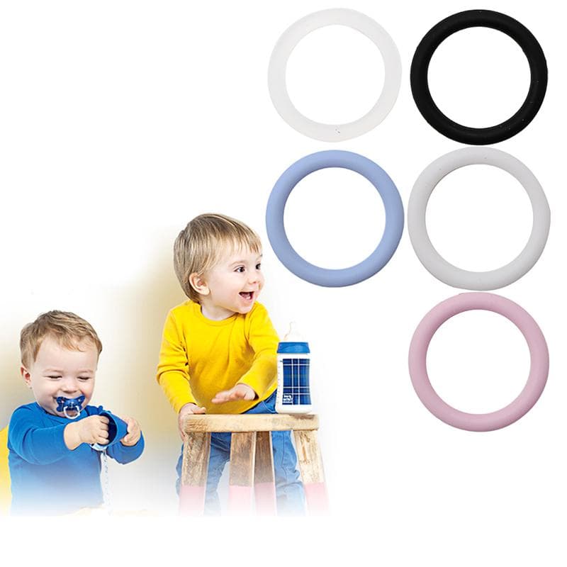 5 stk O-ringer Silikon Baby Smokk Smokkesnor Klipp Adapterholder for MAM Hvit