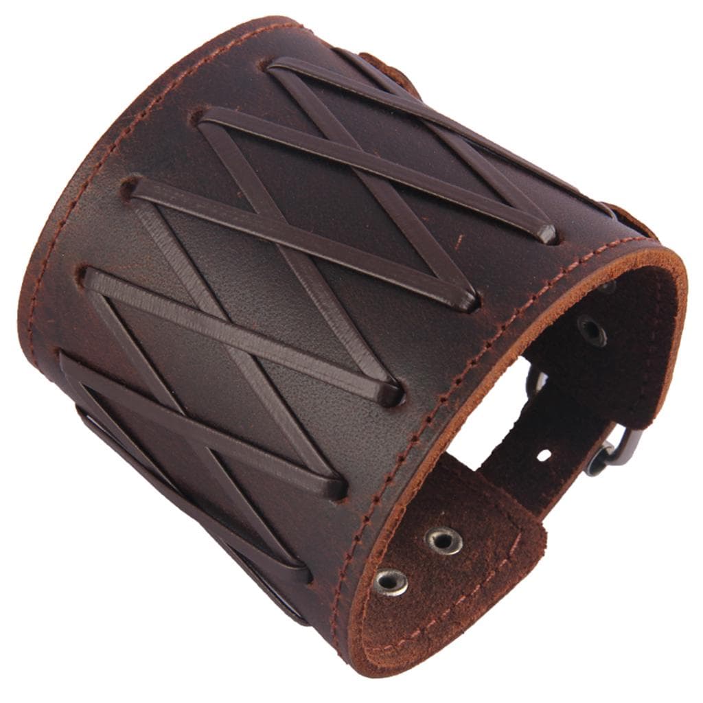Punk Rock Gothic Leather Wrist Bracer Guards Arm Protector Armband Brown Svart