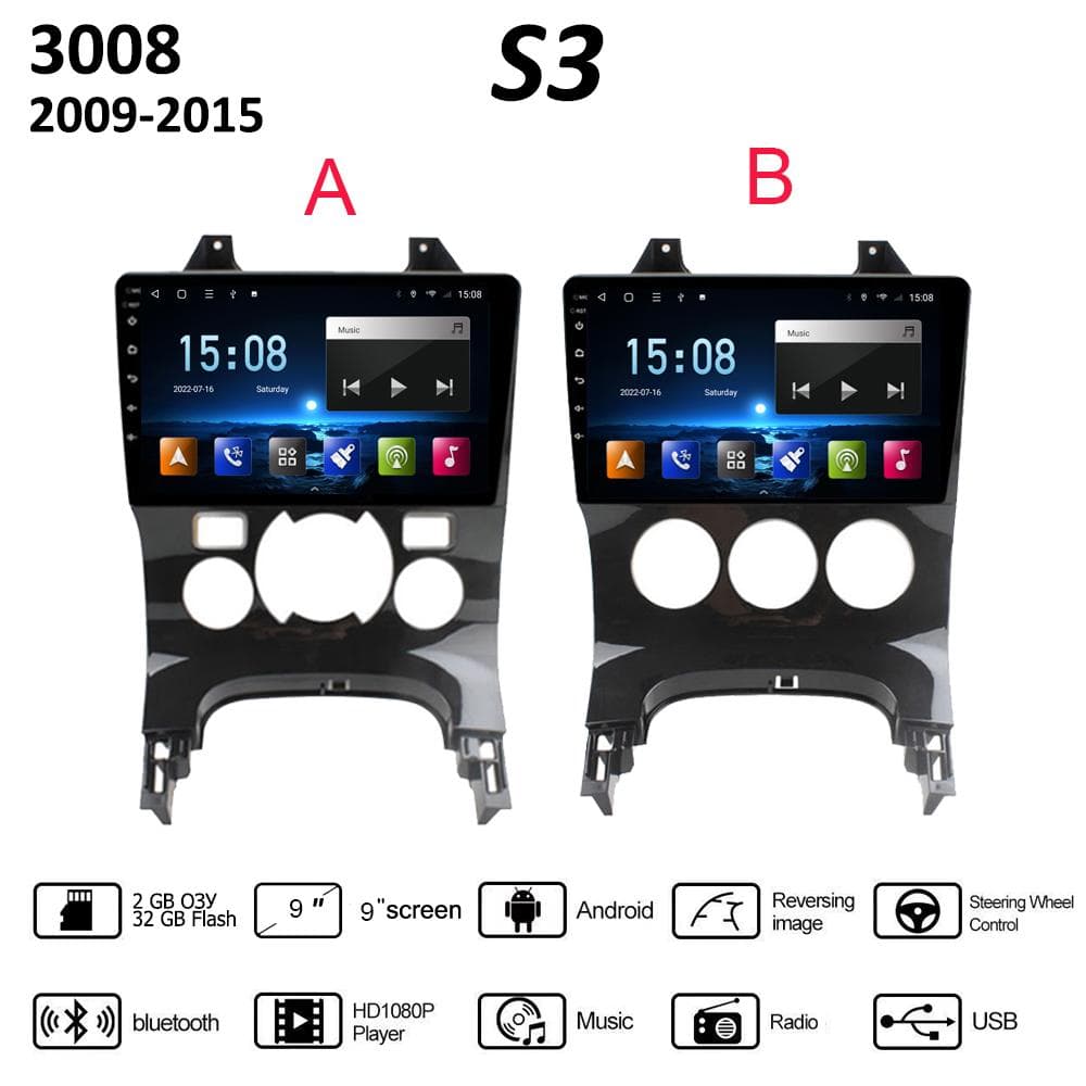 Bilradio GPS-navigasjonssystem For Peugeot 3008 2009-2015 2 Din Android WiFi Bil Multimedia Player Auto Stereo FM Radio Hovedenhet 2+32GB