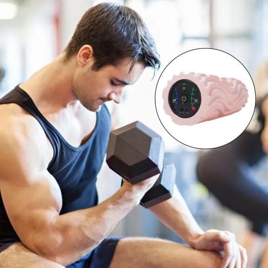 Elektrisk Skumrulle 3 Nivåer Vibrerende Justerbar Yoga Øvelse Ryggsmertelindring Fysioterapi Muskelrestitusjon Dypvevsmassasje Rulle Grå