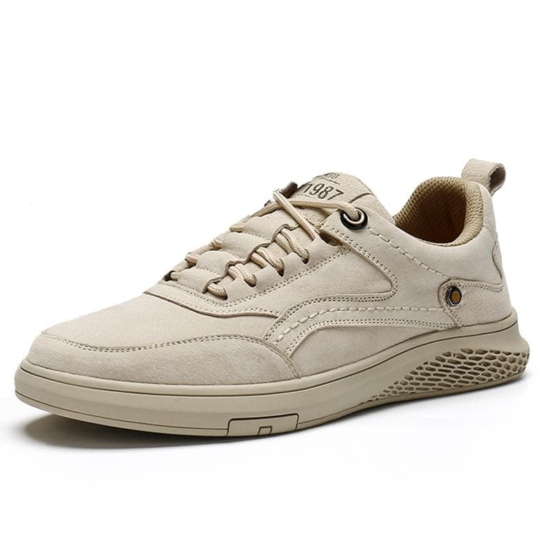 Britisk stil ekte skinn menn sko Trend Komfortable fritidssko Utendørs menn joggesko mokkasiner menn flate sko cm grå farge