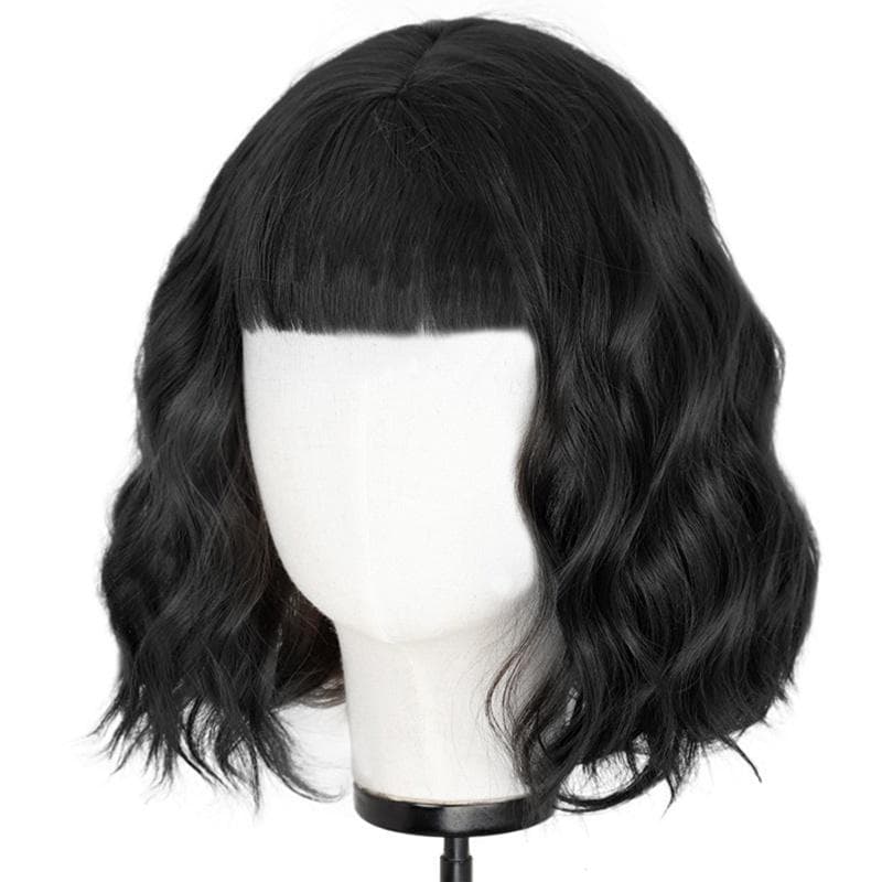 24 tommer/12 tommer langbølget bangs parykker for kvinner syntetisk hår høy temperatur fiber bølget parykk