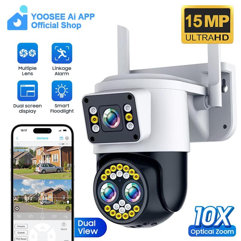 AIOOK YOOSEE APP Sikkerhetskamera Wifi PTZ Trådløst utendørs CCTV-kamera HD mp 10X ZOOM Automatisk sporing Toveis anrop Farge Nattsyn