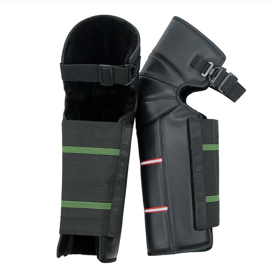 Motorsykkel Vinter Varm Knebeskyttere PU Lær Vindtett Leggmansjett Justerbar Stropp Varm Leggings Trekk Unisex Halvchaps for Motorsykkel Sykkel