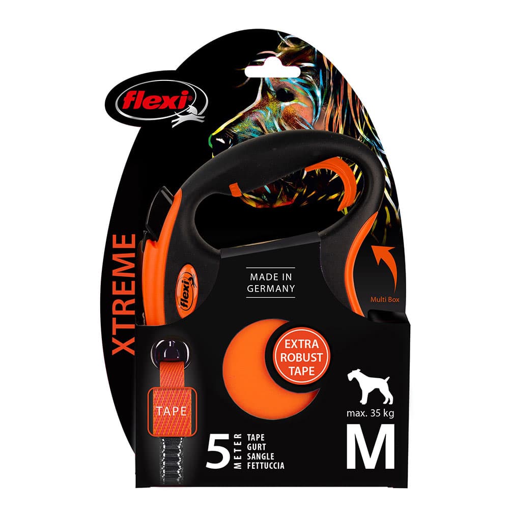 flexi Xtreme reim-bånd orange, 5 m - M: inntil 35 kg