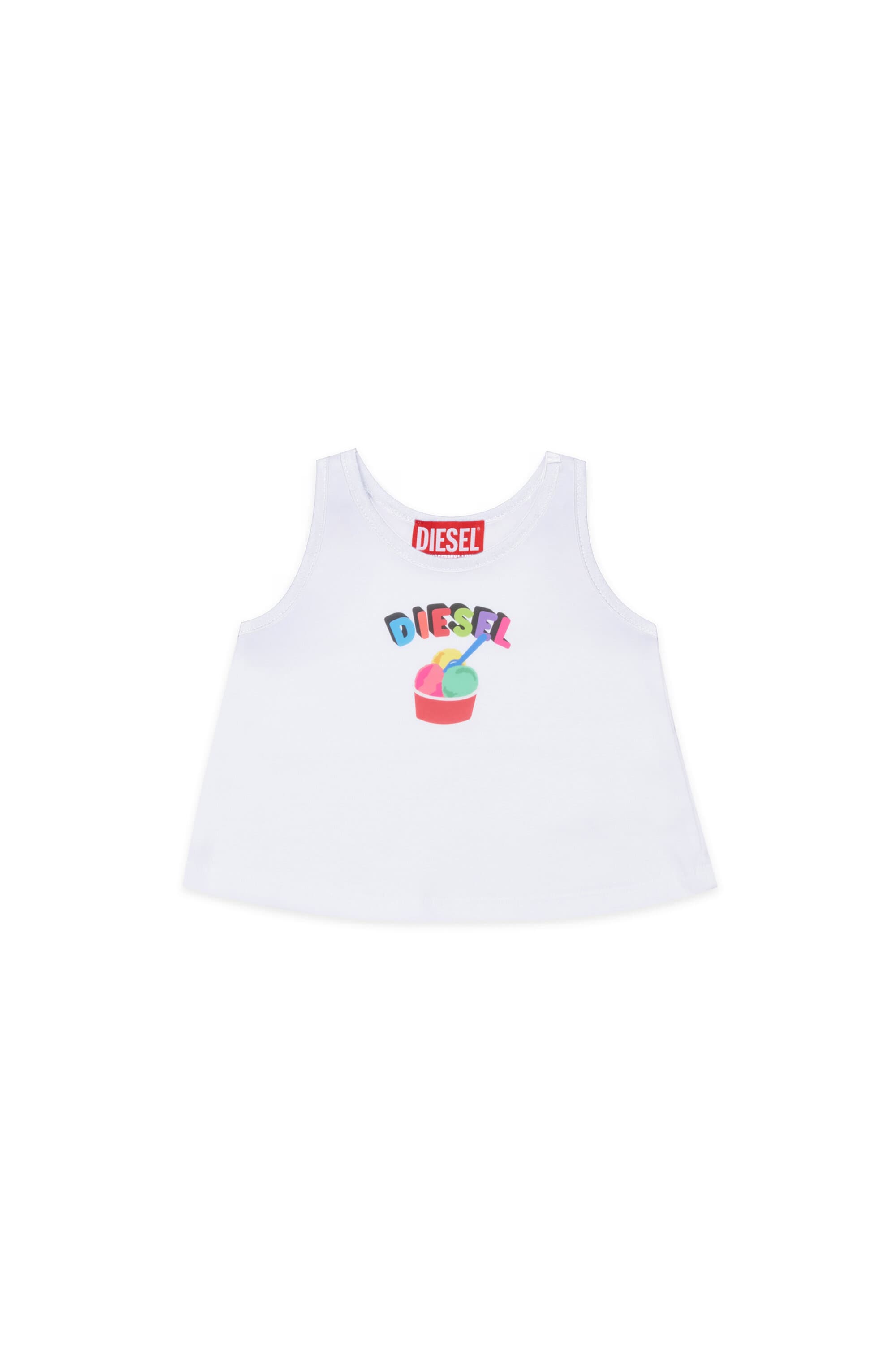Diesel - Cotton tank top with ice cream print - Beachwear - Woman - White