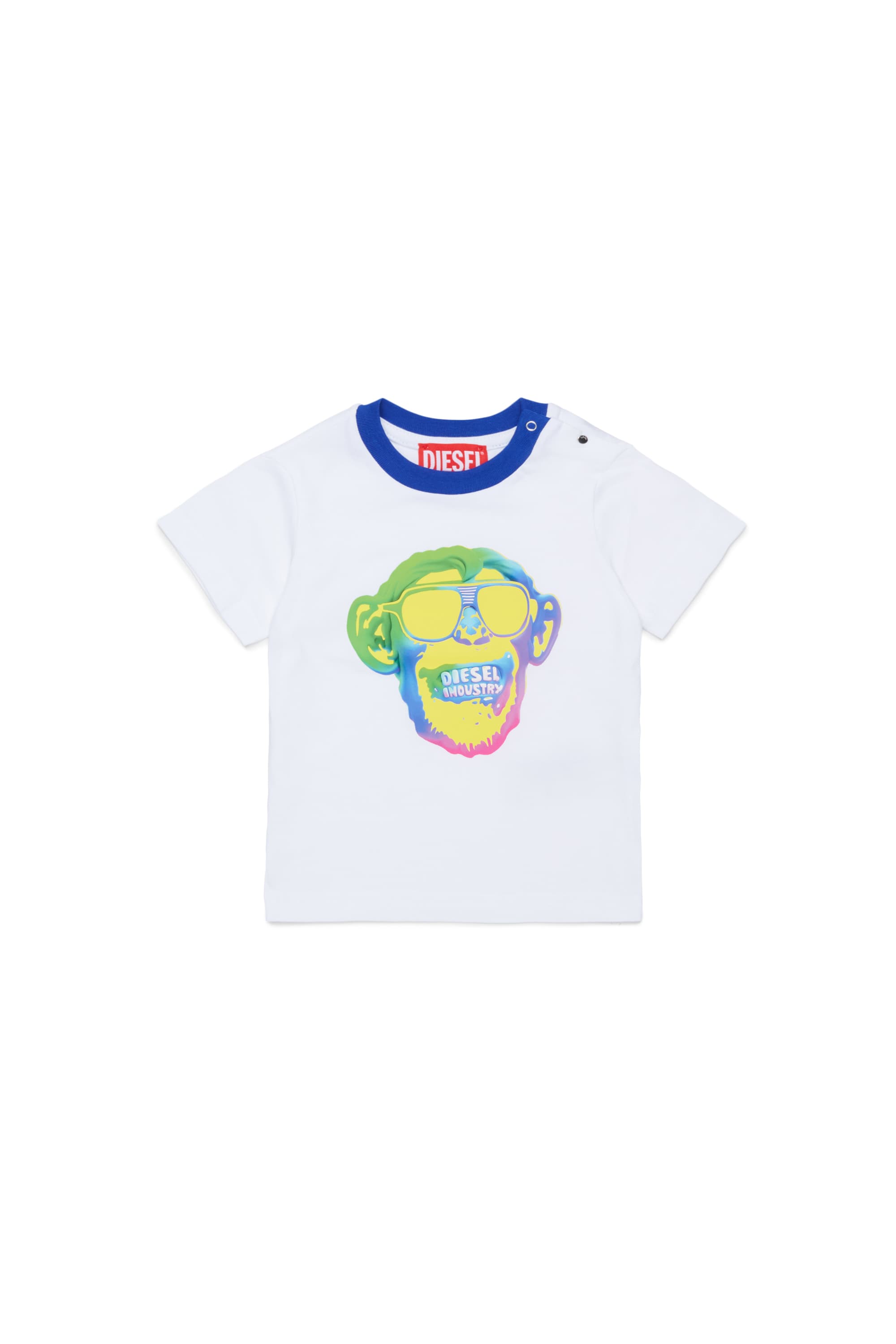 Diesel - Cotton T-shirt with monkey print - T-shirts and Tops - Man - White