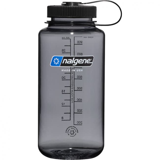 Nalgene wide mouth sustain, Drikkeflaske, 1000 ml, Gray/Black Cap