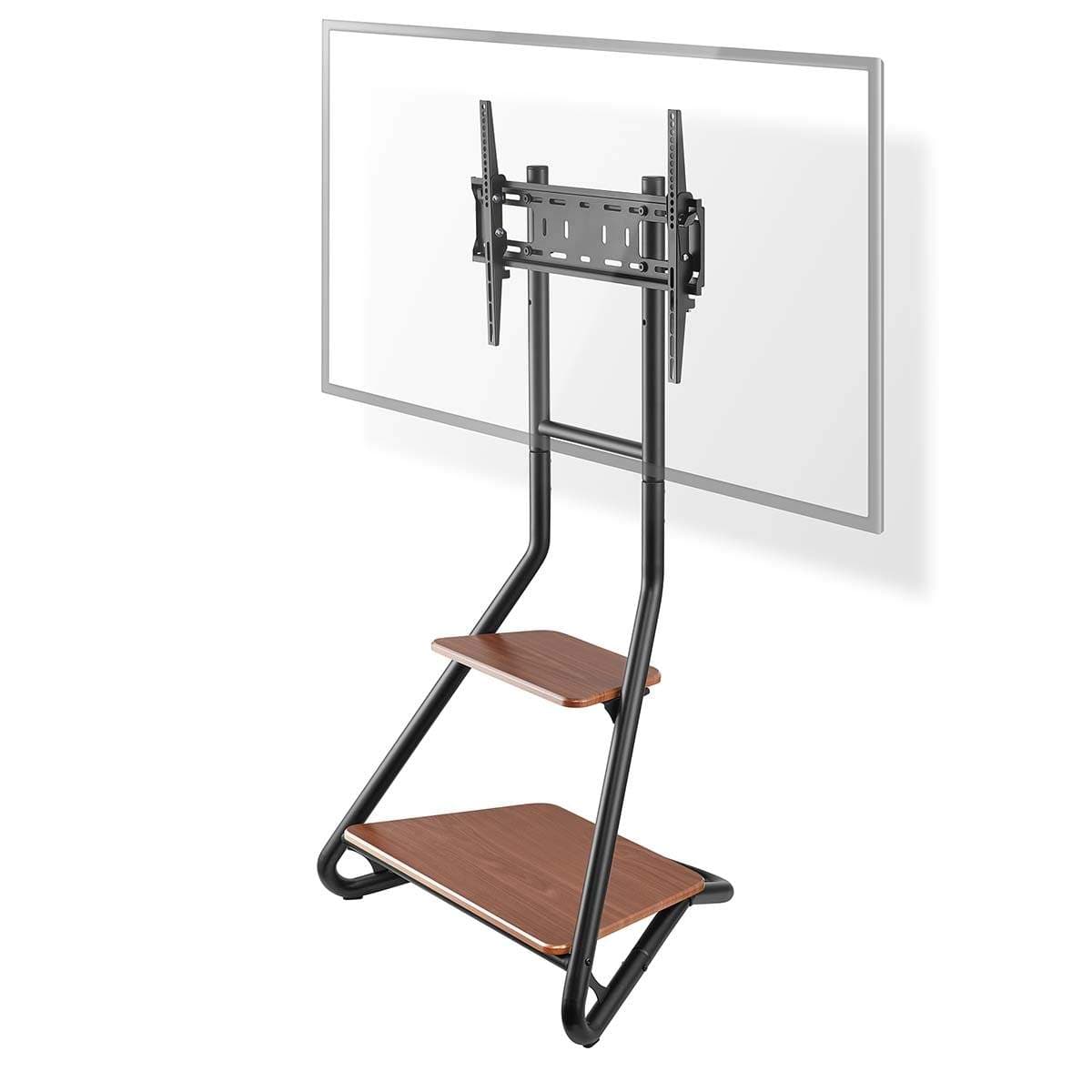 TV Floor Stand | 37 - 75 " | Maximum skjerm vekt: 40 kg | Bauhaus Design | Justerbare forhåndsfikserte høyder | MDF / Stål | Bru