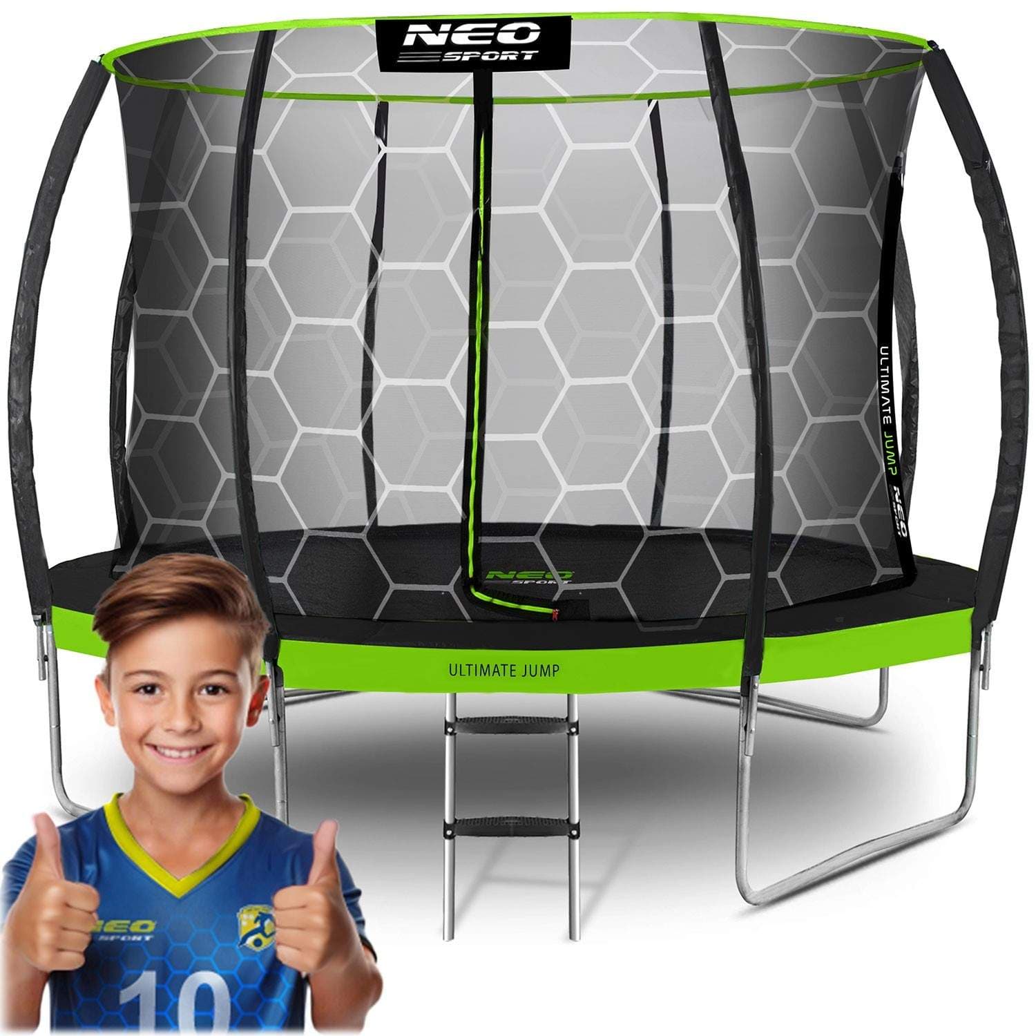 14 fot/435 cm profilert hagetrampolin med innvendig nett Neo-Sport