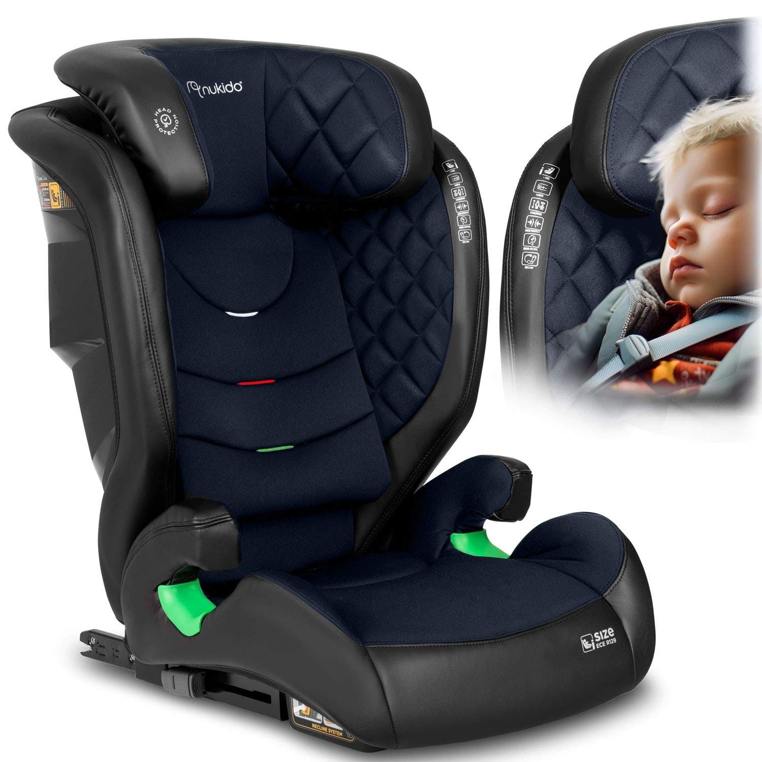 Bilstol Nukido Louis svart og marineblå 15-36 kg ISOFIX