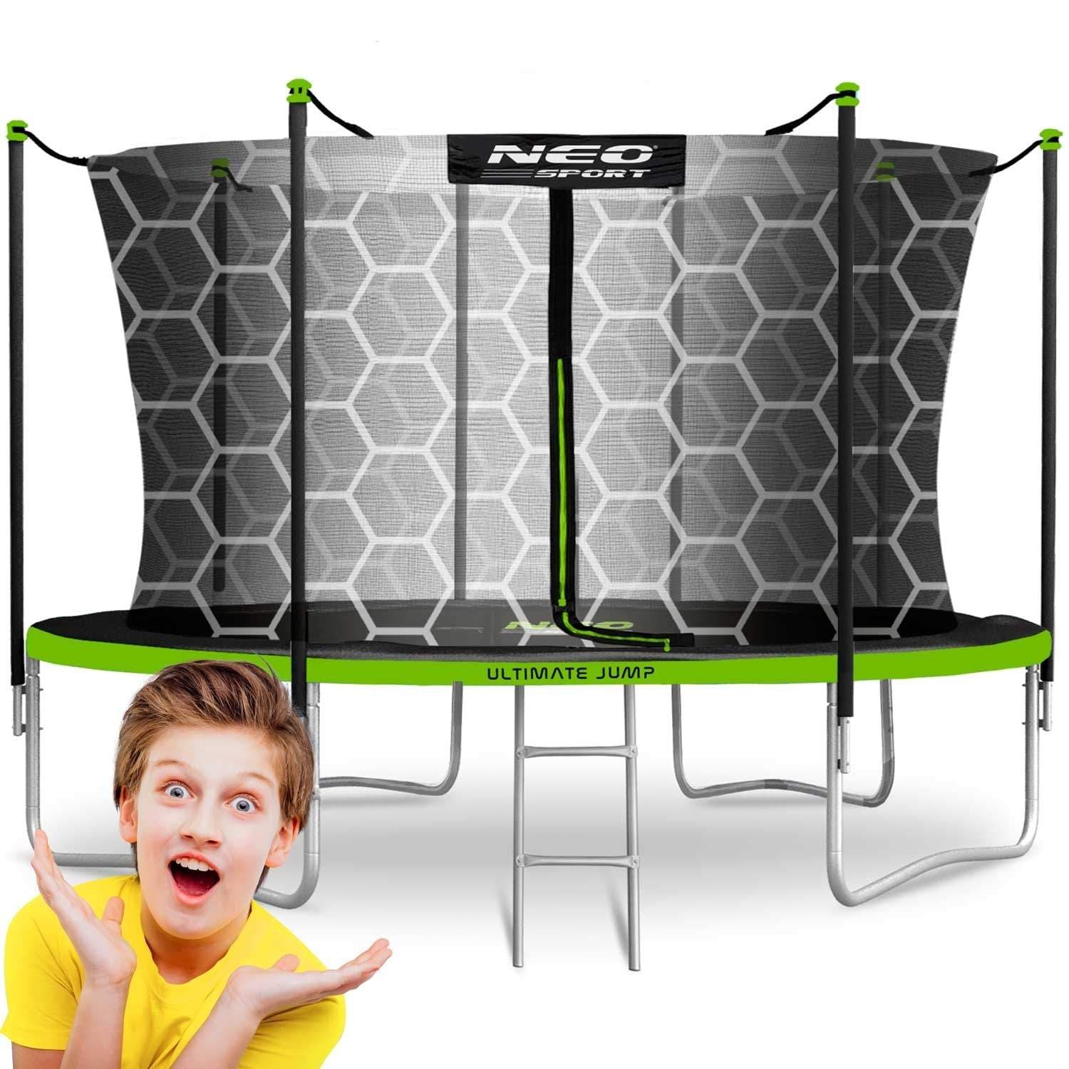 Trampoline for hagen 12ft/374cm med innvendig sikkerhetsnett og stige fra Neo-Sport