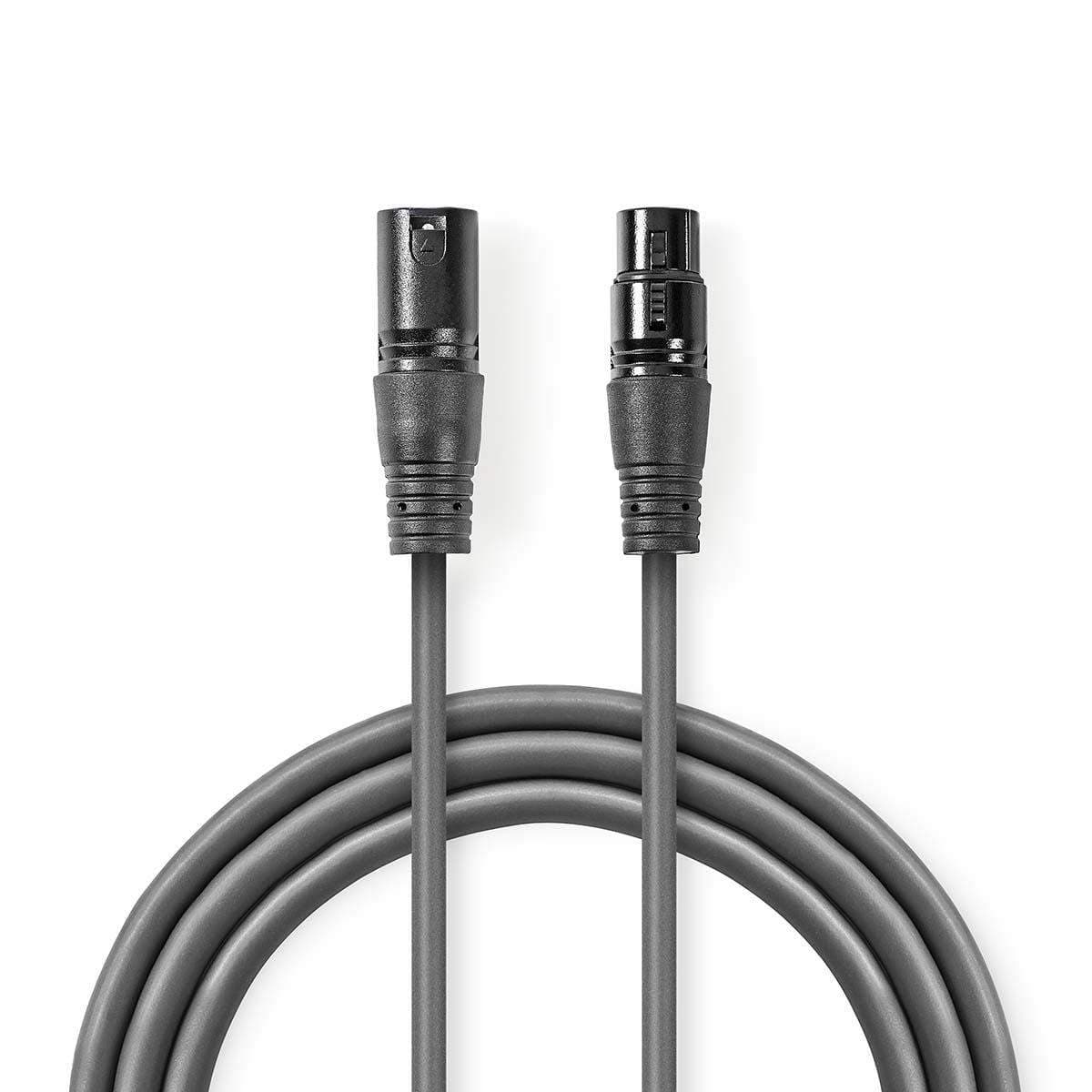 DMX Adapter Cable | XLR 3-Pin Han | XLR 3-Pin Hun | Nikkel belagt | 5.00 m | Rund | PVC | Mørk Grå | Pappetui