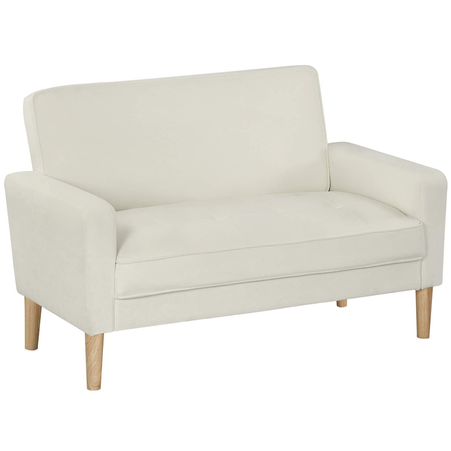 Kremhvit 2-seters sofa – fløyelsfølelse, ben av gummi