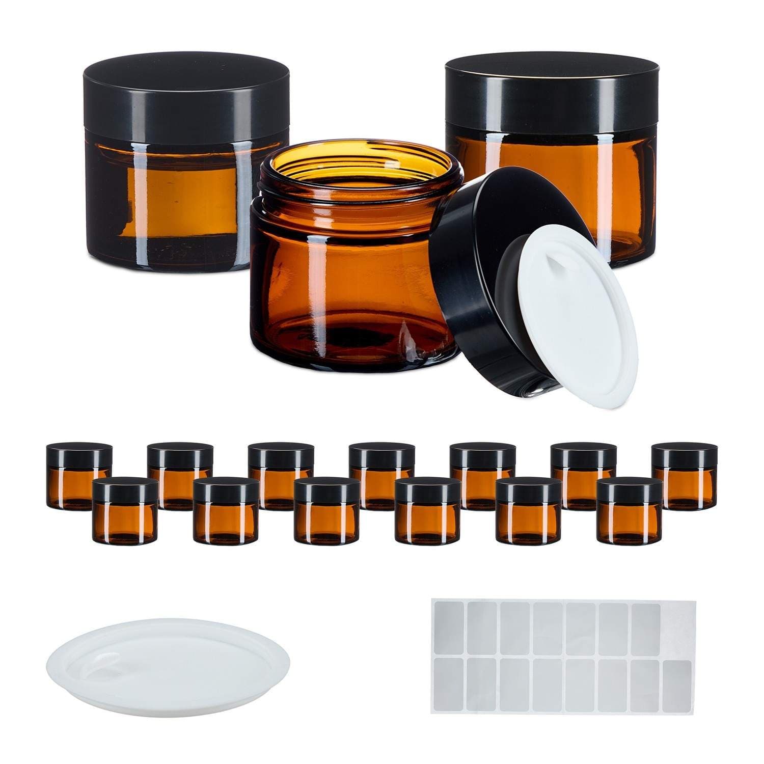 Ravfargede glasskremkrukker – 60 ml, UV-beskyttelse, lekkasjesikre