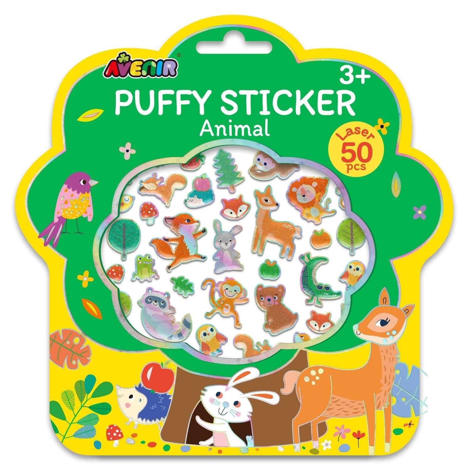 Animal Puffy-klistremerker, diverse design, moro for barn
