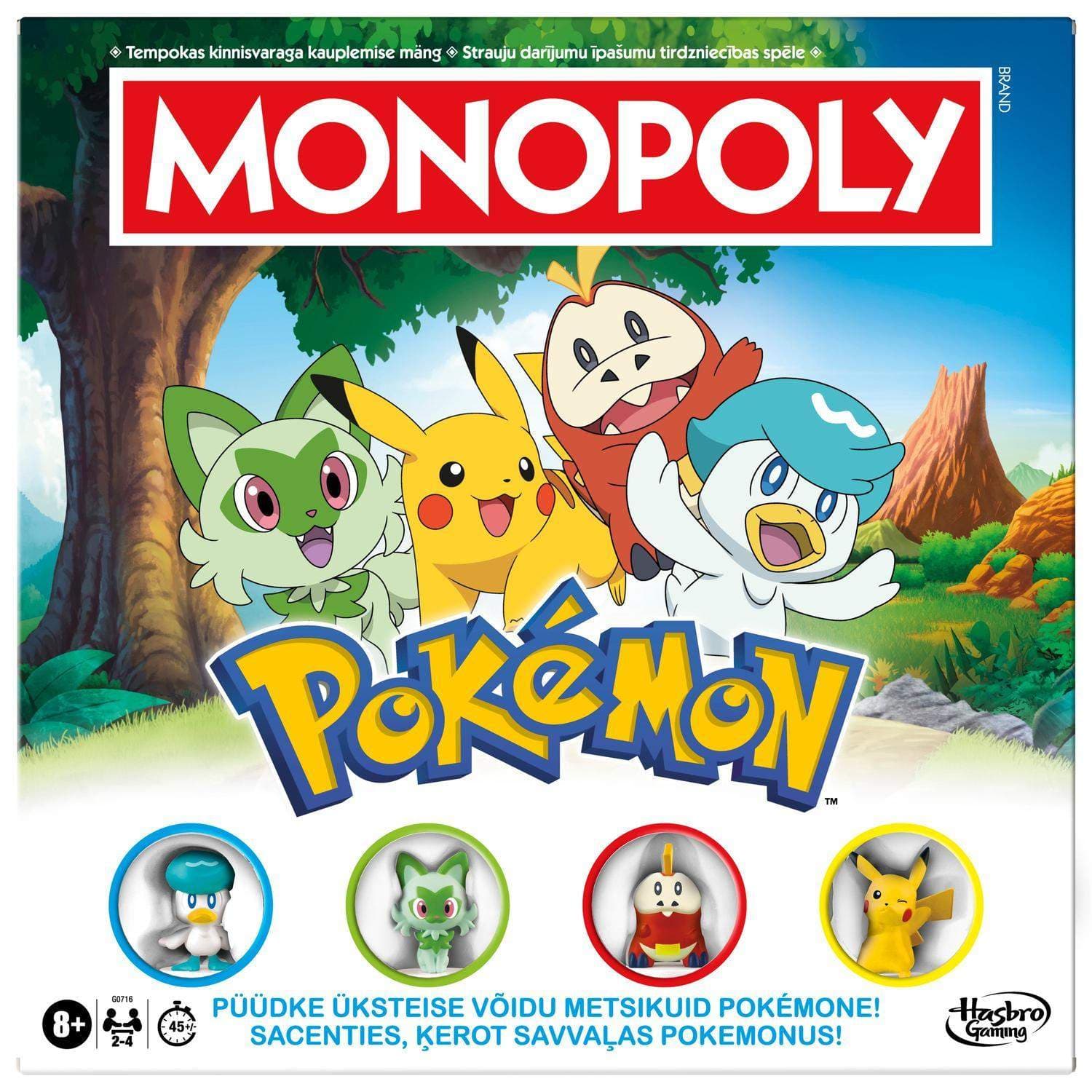 Monopolbrettspill med Pokémon på estisk og latvisk