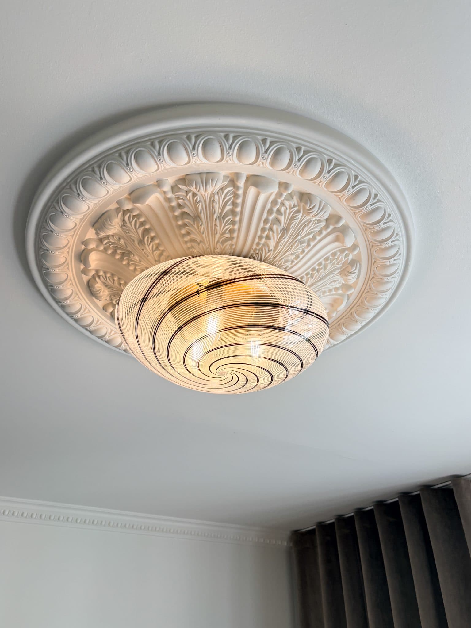 Vintage Murano Swirl Ceiling Sort 39 cm