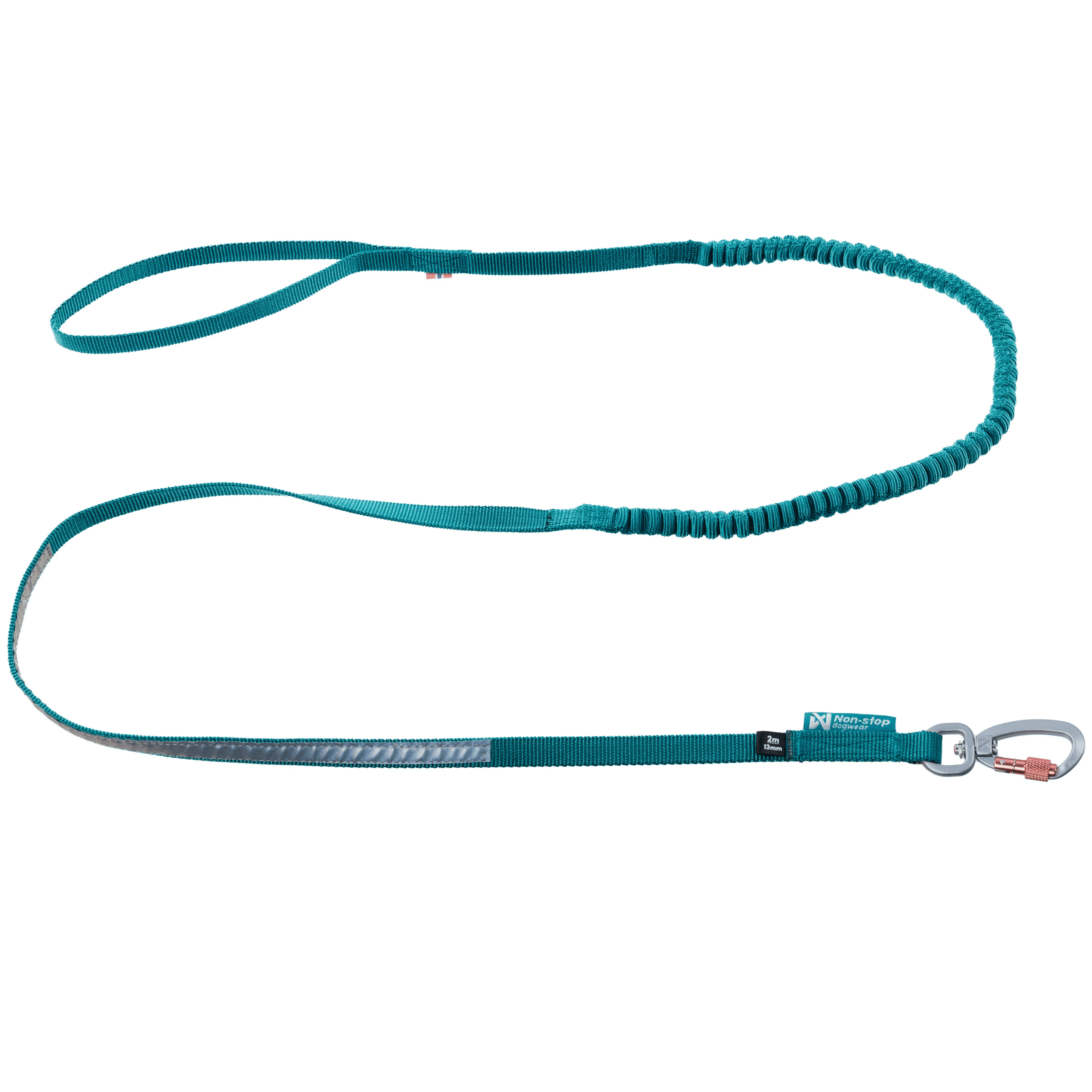 Non-Stop Dogwear Touring Bungee Leash Hundekobbel Strikk - 2,8m/13mm - Teal-Bl?gr?nn