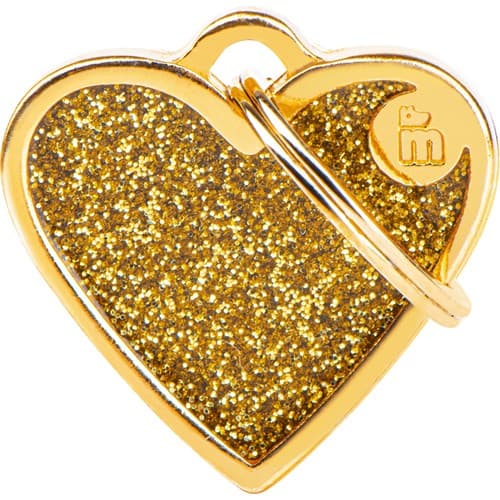 Myfamily Shine Hjerte Glitter ID Tag - 25x25 mm - Gull