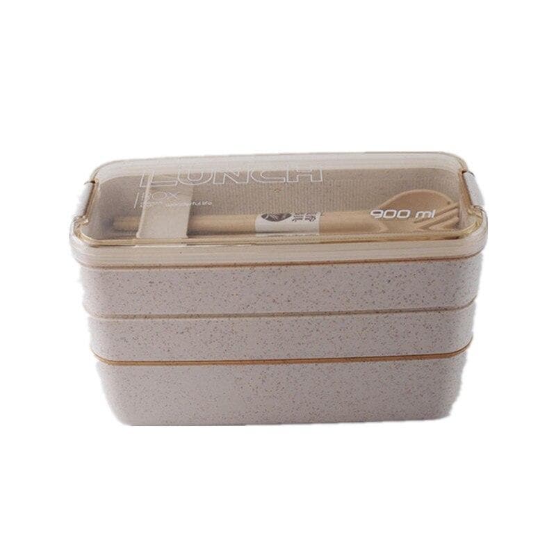 Matboks - 3 etasjer - beige - 900 ml