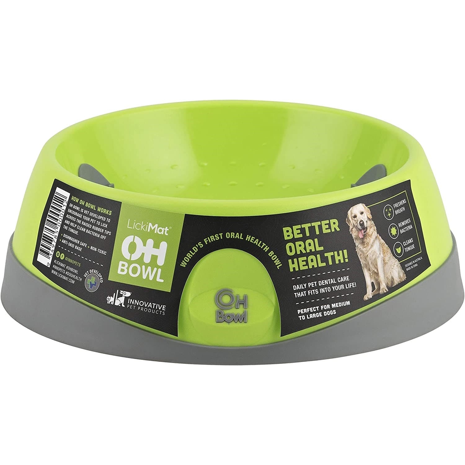 Lickimat OH Bowl Oral Hygiene Hundeskål Munnhygiene - M-Ø22x7,2cm - Grønn