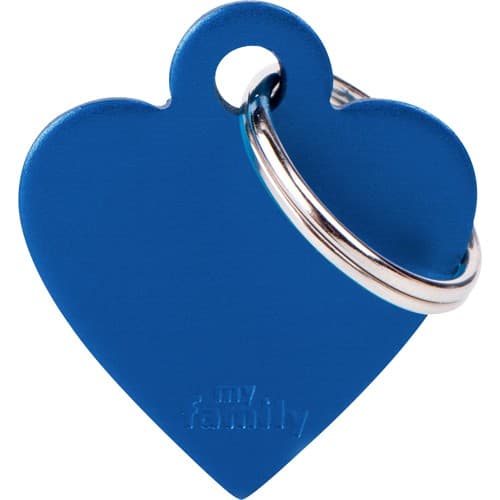 Myfamily Basic Hjerte ID tag aluminium - 25x28 mm - Blå