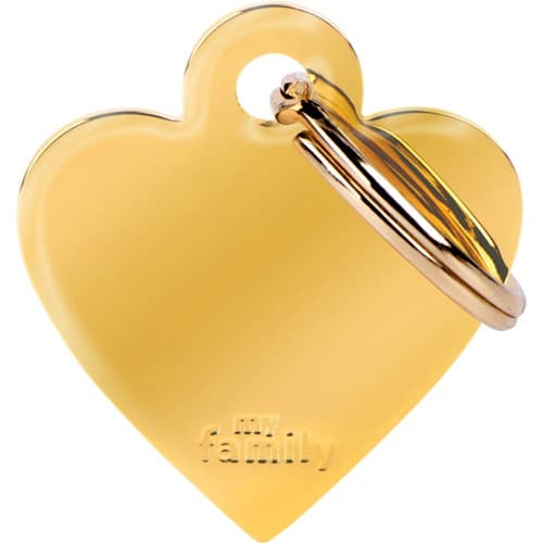 Myfamily Basic Hjerte ID tag aluminium - 37x32 mm - Gull