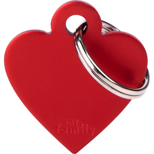 Myfamily Basic Hjerte ID tag aluminium - 37x32 mm - Rød