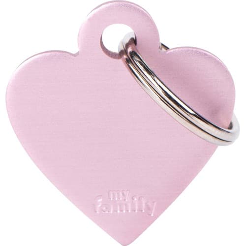 Myfamily Basic Hjerte ID tag aluminium - 37x32 mm - Rosa