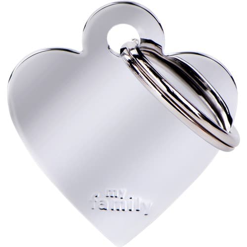 Myfamily Basic Hjerte ID tag aluminium - 37x32 mm - Sølv