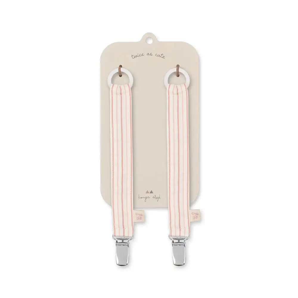 Konges Sløjd 2 Pack Pacifier Strap Stripie Petite Rose